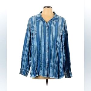 Side Stitch Tencera Frayed-Hem Top Winter Tide Stripe 2X Brand new!